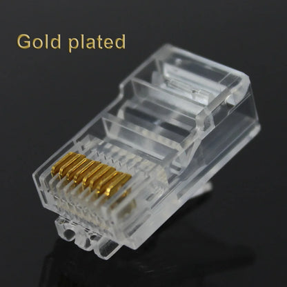 OULLX 20/50/100PCS RJ45 Ethernet Cables Module Plug Network Connector RJ-45 Crystal Heads Cat5 Cat5e Gold Plated Network Cable