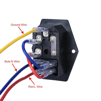 3D Printer Parts 10A 250V Power Switch AC Power Outlet With Red Triple Rocker Switch Fused Module Plug For 3d Printer