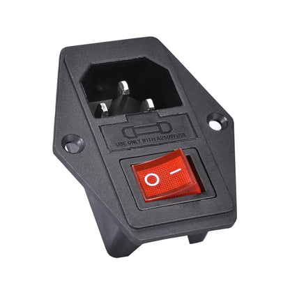 3D Printer Parts 10A 250V Power Switch AC Power Outlet With Red Triple Rocker Switch Fused Module Plug For 3d Printer