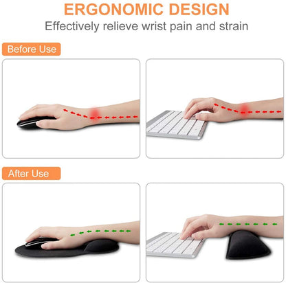 New Wrist Rest Mouse Pad Memory Foam Superfine Fibre Wrist Rest Pad Ergonomic Mousepad for Typist Office Gaming PC Laptop