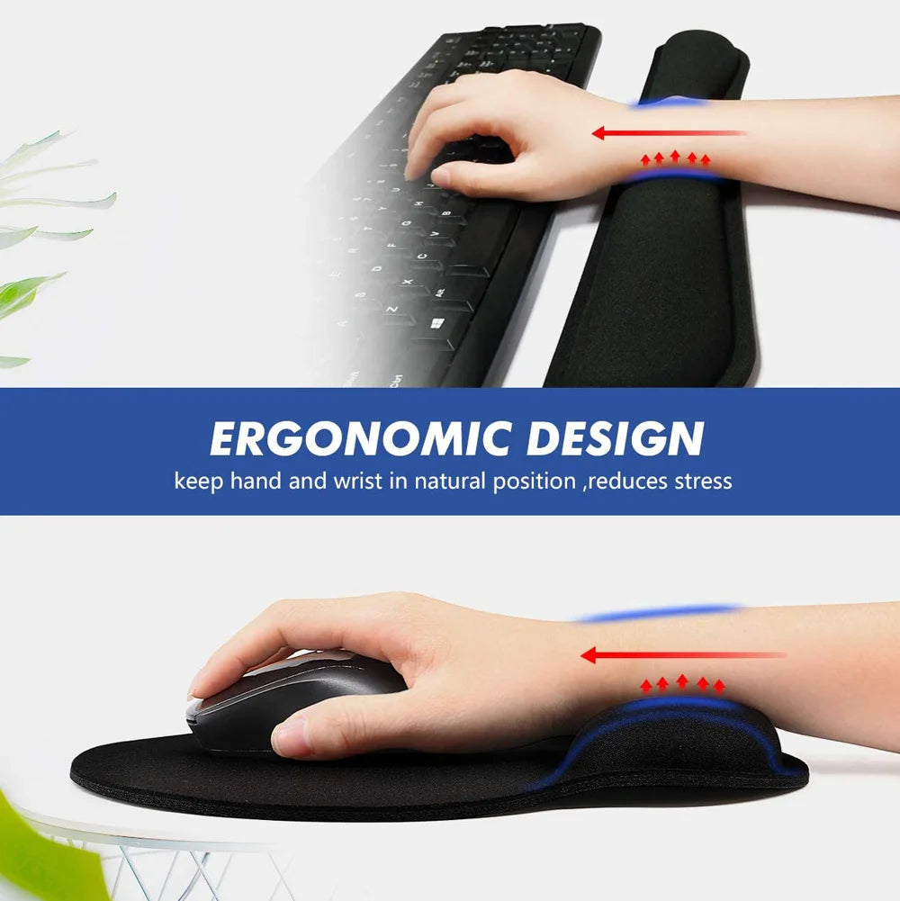 New Wrist Rest Mouse Pad Memory Foam Superfine Fibre Wrist Rest Pad Ergonomic Mousepad for Typist Office Gaming PC Laptop