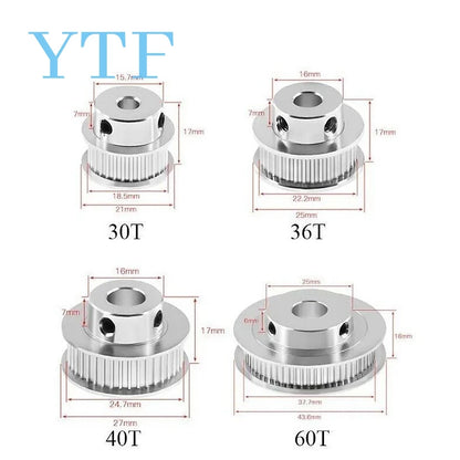 GT2 Timing Pulleys 30 36 40 60 Tooth 2GT Wheel Parts Bore 5mm 8mm Aluminium Gear Teeth Width 6mm 3D Printers Part