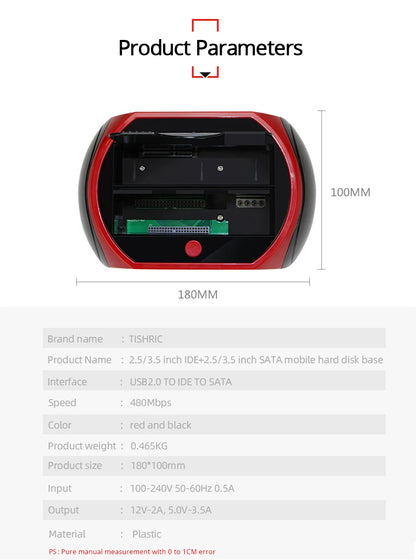 TISHRIC IDE SATA Dual All In 1 Hd/HDD Dock/Docking Station Hard Disk/Drive Hdd 2.5 3.5 Reader Usb EU External Box Enclosure Case