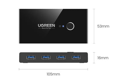 UGREEN USB Switch USB 3.0 2.0 Switcher Switch for Windows10 PC Keyboard Mouse Printer 2 PCs Sharing 4 Devices USB Switch