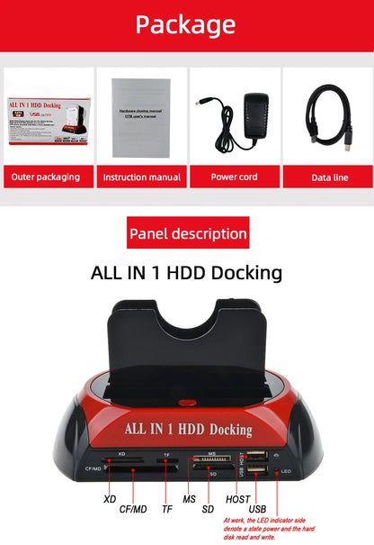 TISHRIC IDE SATA Dual All In 1 Hd/HDD Dock/Docking Station Hard Disk/Drive Hdd 2.5 3.5 Reader Usb EU External Box Enclosure Case