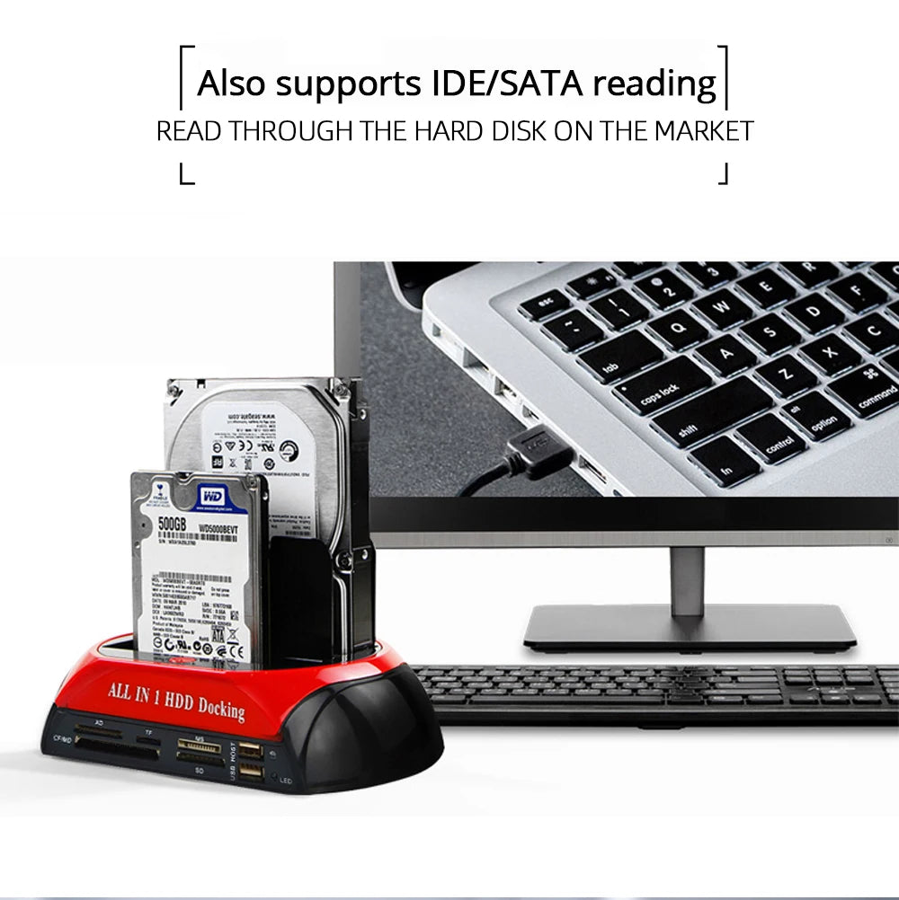 TISHRIC IDE SATA Dual All In 1 Hd/HDD Dock/Docking Station Hard Disk/Drive Hdd 2.5 3.5 Reader Usb EU External Box Enclosure Case